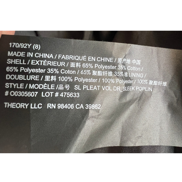 THEORY WOMENS SIZE 8 SLEEVELESS PLEATED VOLUME POPLIN MIDI DRESS BLACK NEW - Picture 12 of 14